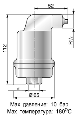 Автоматический воздухоотводчик Spirotop 1/2, артикул AB050/R002, высокие температуры, нержавеющая сталь