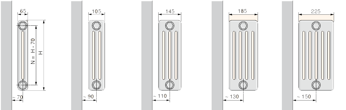 Высота трубчатого радиатора. Размер радиаторов Арбониа. Высота радиатора. Высота радиатора отопления. Вертикальный радиатор Размеры.